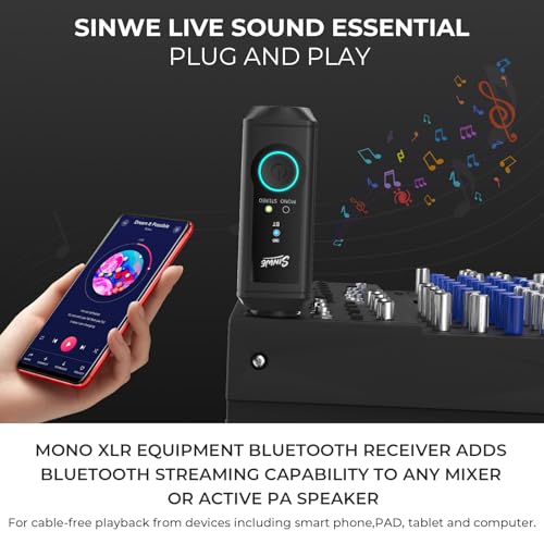 SINWE P16 Dual-Stereo Wireless XLR System - 24bit/48kHz XLR Bluetooth Receiver with 160ft Range & 15H Battery for Speakers, Audio Mixer, PA Systems, DJ Systems