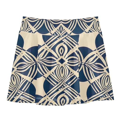 Joisal Abstract Organic Beige Navy Blue Athletic Shorts Girls Skorts Kids Tennis Skirts Flowy Teen Skirt 3t2
