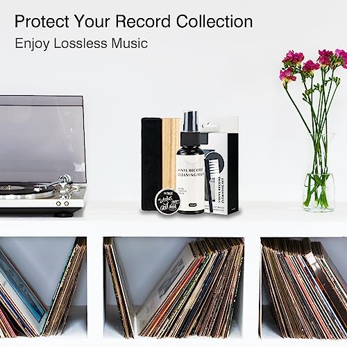 Jancane Vinyl Record Cleaner Vinyl Cleaning Kit, 4-in-1 Record Cleaner Kit for Vinyl Records Albums-Includes Soft Velvet Record Brush, Cleaning Liquid and Turntable Stylus Cleaning Gel