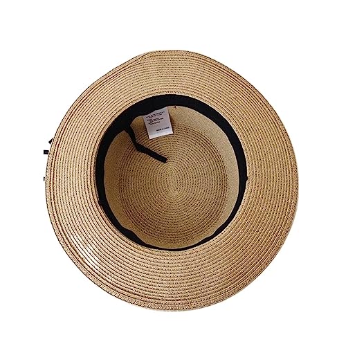 Chapeau de soleil à dessus plat pour femmes ZYFSHA avec large bord tissé - 2
