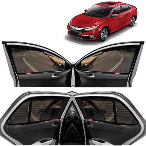 Image of Kingsway Black Car Magnetic Sun Shades /Curtains for Honda Civic with Rear Windsheild (Set of 5)