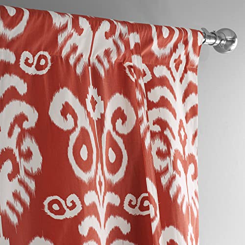 Image of HPD Half Price Drapes Room Darkening Tie Up Curtains 46 X 63 Inch Srilanka Printed Cotton Window Roll Up Balloon Curtain for Living Room, Kitchen PRTW-TUD38B-63 (1 Panel), Srilanka Rust