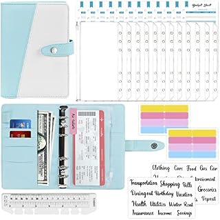 Mlife Budget Binder,A6 Binder with Zipper Envelopes Money Organizer for Cash Bills Coupon Card, Budget Planner for Saving Money,Cash Envelopes for Budgeting,Money Saving Binder (Green)