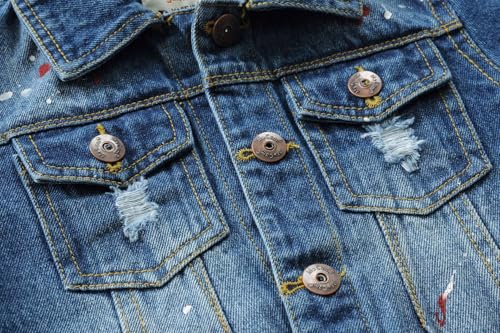 Kids Jean Jacket Hooded Stylish Rripped Denim Jackets Casual Jean Coat Tops3