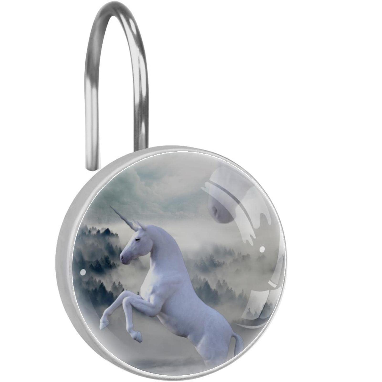Crochets rideau de douche licorne blanche en acier inoxydable aux finitions soignées