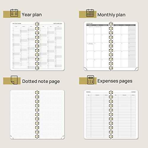 Poprun Pocket Calendar Planner 2023-2024 For Purse: (Aug.2023 - Dec.2024) 3.5''X6.5'' Academic Planner Daily Weekly Monthly Agenda. Pu Leather Softcover, Self-Adhesive Pen Holder (Purple) #TOP2