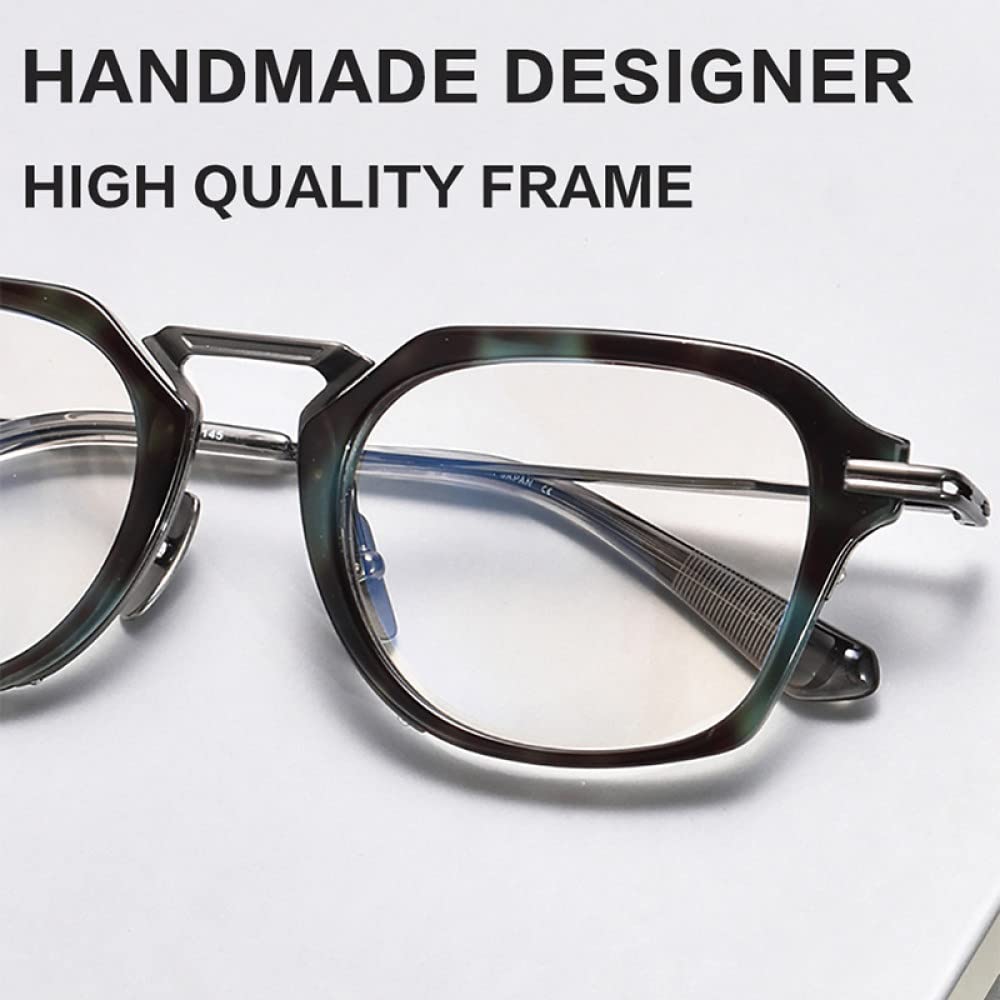Modne modne męskie oprawki do okularów Czysty octan tytanu Retro Okulary blokujące niebieskie światło Ręcznie robione okulary designerskie, blokujące niebieskie światło, czarne, niebieskie