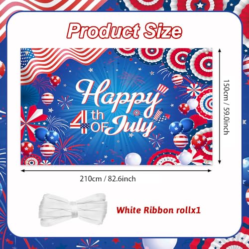 Image of AIBIIN Happy 4th of July Banner Backdrop Independence Day Backdrop Banner Memorial Day Veterans Day Party Photo Bacground Supplies 82.6 x 59.0