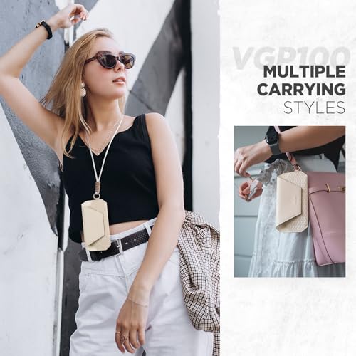 Image of VULKIT Portable Eye Glasses Case for Women & Men, Slim Sunglass Case, Unisex Eyeglass Case, with Adjustable Neck Lanyard