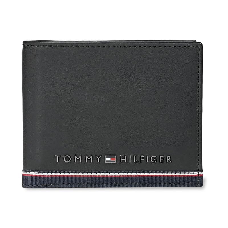 tommy hilfiger Men's Leather Global Coin Wallet Acre - Black | Slim Bifold with 4 Card Slots, 2 Bill CompartMen'sts & 6-Month Warranty | Stylish Purse for Men's-picture-44