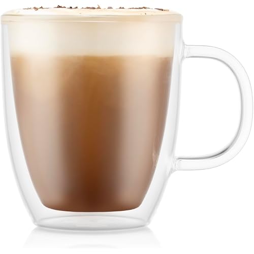 Bodum Bistro Double-Wall Insulated 15-Ounce Glass Mug, Set of 2