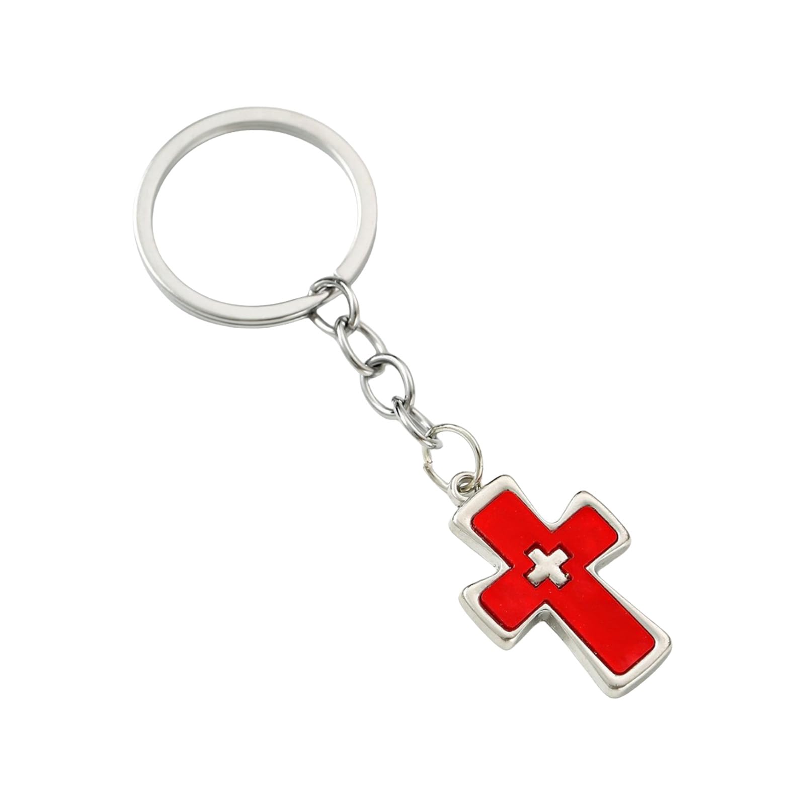 APGLSXY Modern Alloy Double Crucifix Keychain Lightweight Decorative Accessory for Keys and Backpacks Bag Decoration Unique Keychain Jewelry