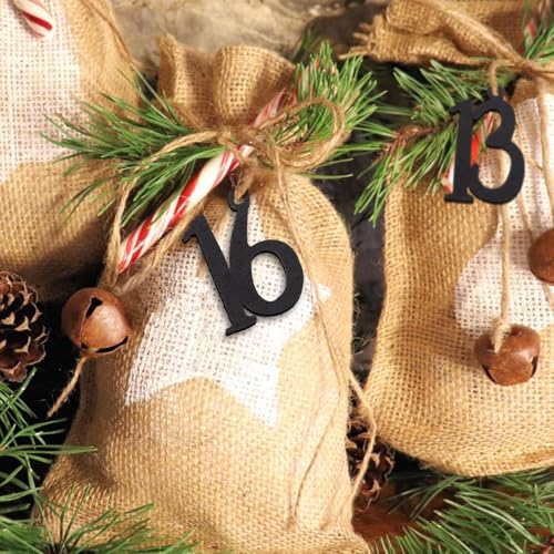 MEJOSER 1-24 Adventskalender Zahlen aus Holz Schwarz Anhänger 4cm 24 Stck. Nummern Adventskalender 2025 Selber Basteln Befüllen Adventskalenderzahlen Weihnachtsdeko