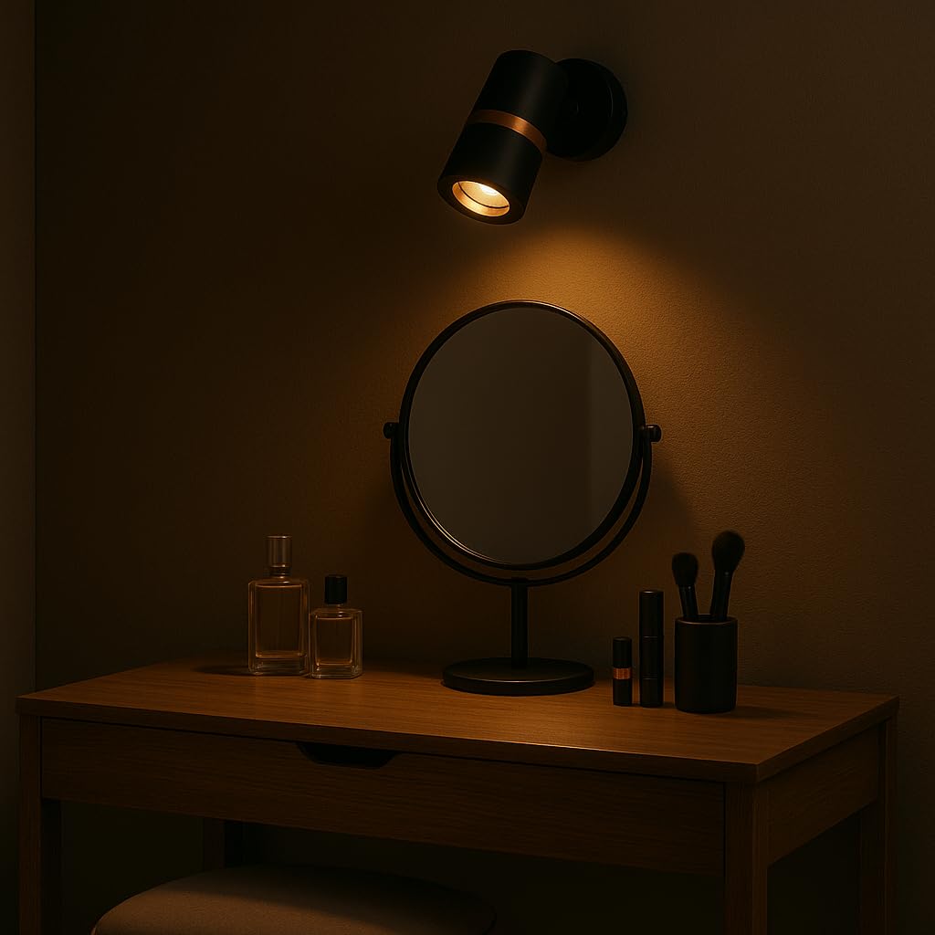 TRIPPING spot (Black Body 6Watt Warm White LED Wall Spot Light with Rose Gold Reflector, Adjustable Spotlight Living Room, Bedroom, and Wall Décor – 8.7x12 cm Dimensions) 4