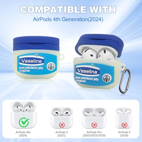 Headphone-Case-for-AirPods-4-Case-with-Cleaner-Kit-Soft-Silicone-Protective-Cover-with-Keychain-Full-Protective-Case-for-Men-Women-Girls-Compatible-with-Apple-Latest-AirPods-4th-Case2024-Blue
