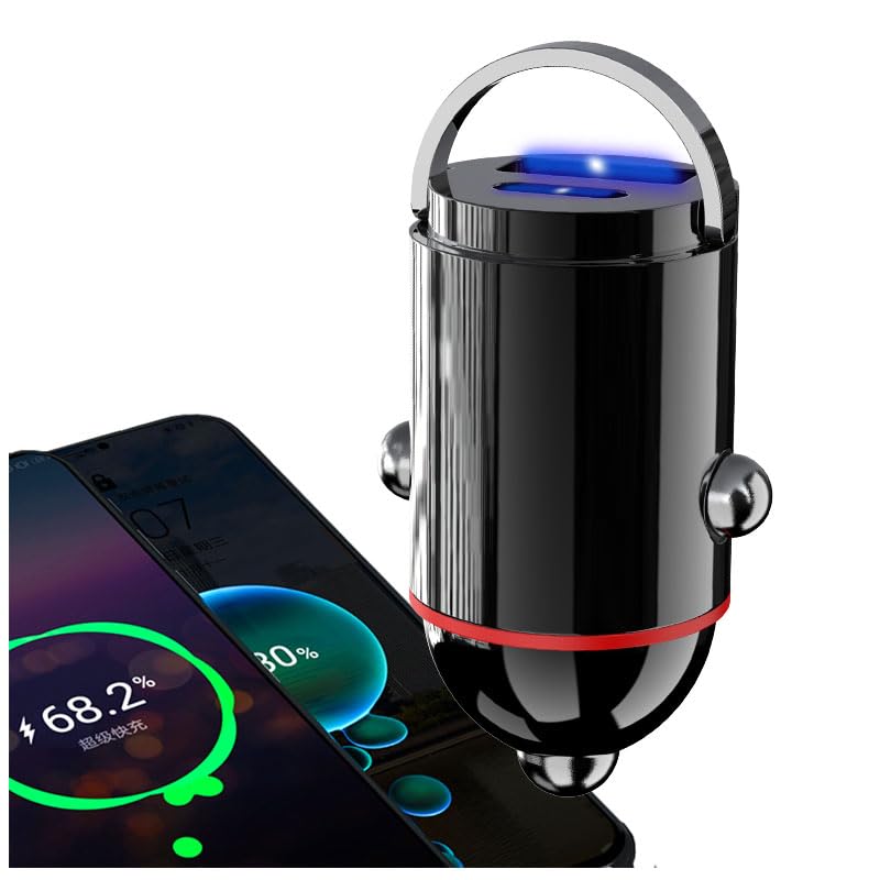 LJkoke USB Car Charger Adapter Fast Charging PD45W+QC3.0 Cigarette Lighter Adapter Dual Port Cigarette Lighter Charger car Lighter USB Adapter for iPhone 16 Pro Max 15 Plus 14 iPad Samsung S25-Black