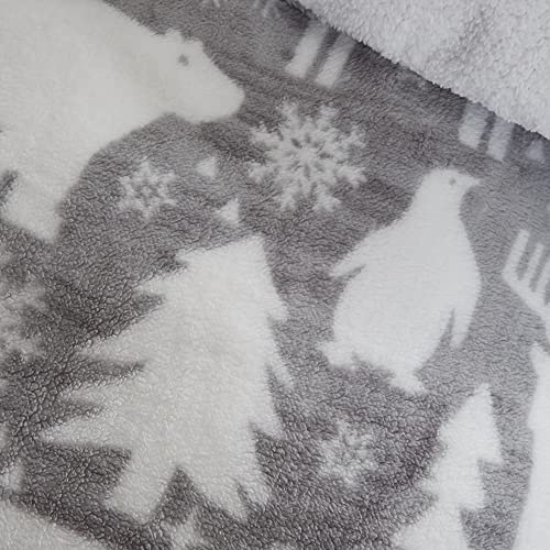 Fusion Arctic Animals Duvet Cover Single Bed Teddy Fleece Winter Bedding (140x200cm), 1 Pillowcase, Polar Bear - Image 2