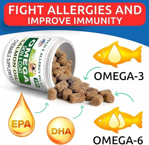 Image of BARK&SPARK Omega 3 for Dogs - 360 Fish Oil Treats for Dog Shedding, Skin Allergy, Itch Relief, Hot Spots Treatment - Joint Health - Skin and Coat Supplement - EPA & DHA Fatty Acids - Salmon Oil