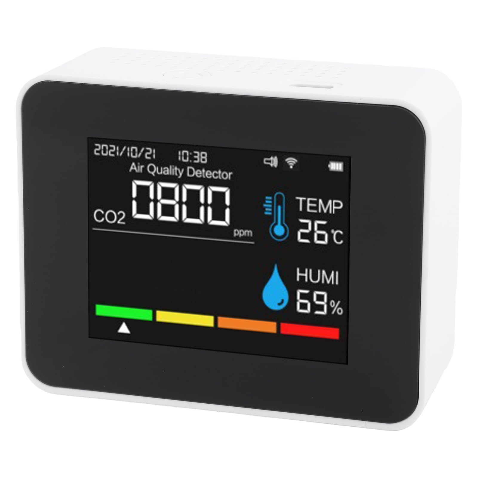 Fockety Monitor de Calidad del Aire, Detector de CO2 con Alertas de Color
