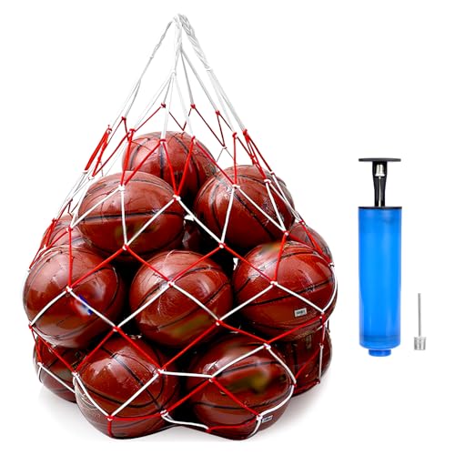 ZMDMAH Red para pelotas extragrande, extra grande, para fútbol, baloncesto, balonmano, red de voleibol para 10-15 pelotas, bolsa de malla multiusos con cordón y correa para el hombro