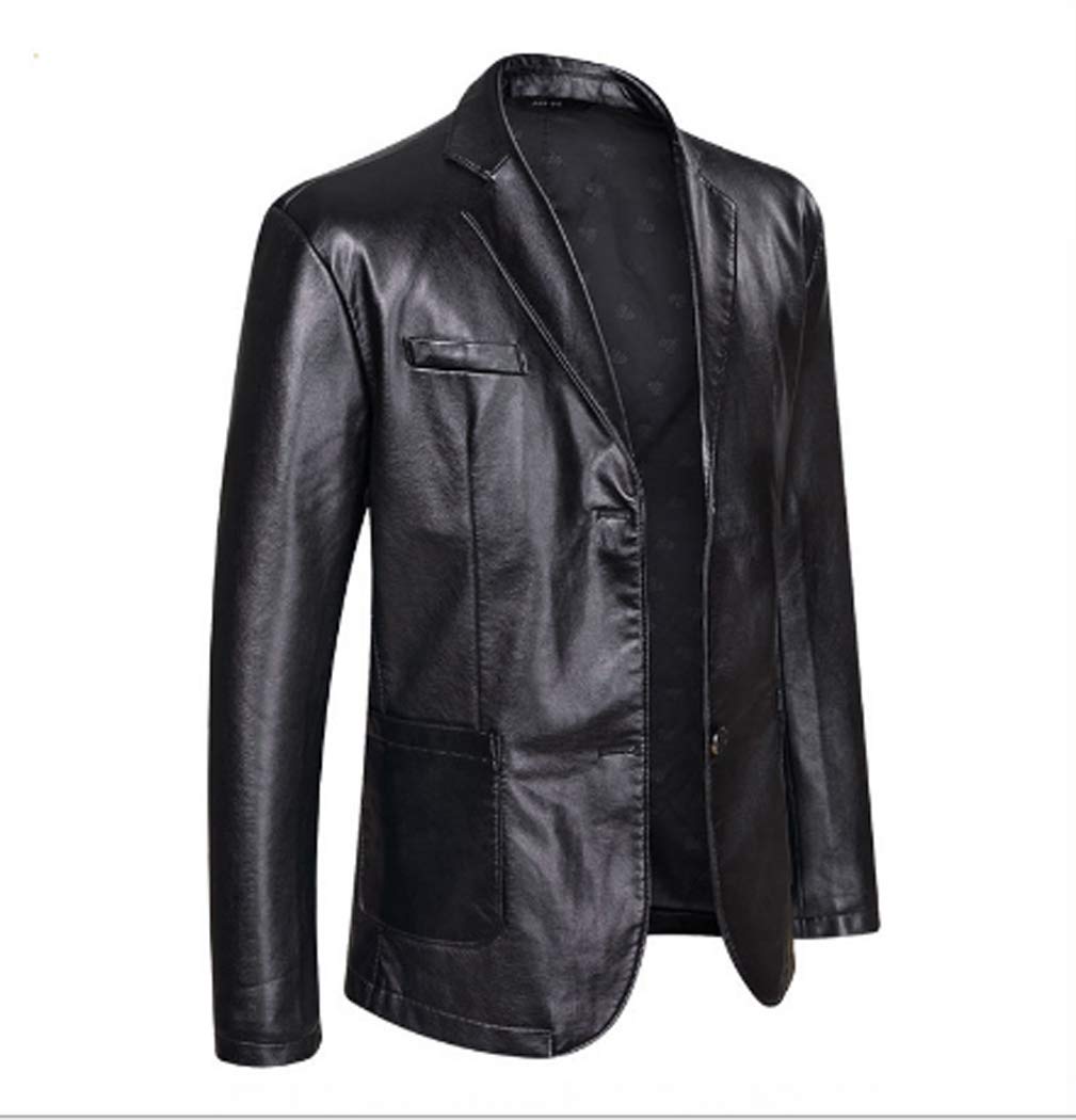 Giacca in Pelle da Uomo Primavera e Autunno Inverno Blazer Bavero PU Tuta in Ecopelle Cappotti Giacca da Moto Bottone Giacca Stile Motociclista Casual Intelligente