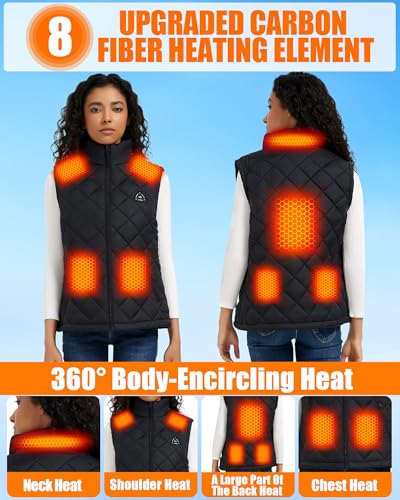Women Heated Vest - Quilted Lightweight Heating Jacket Coat for Womens, Upgraded 7.4V Battery Pack3