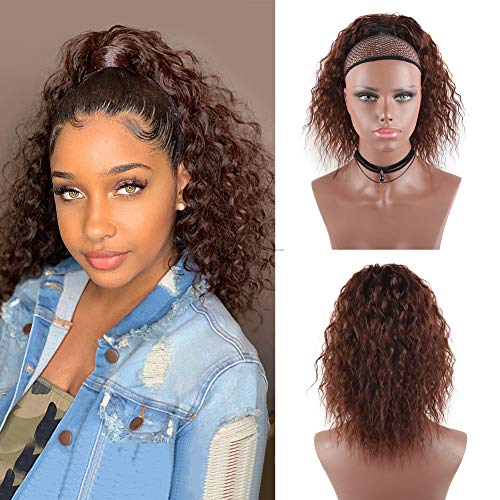 LEOSA 14 Inch Short Curly Wave Ponytail Extension Drawstring Hair Bun Extension With Two Plastic Combs Hairpiece for Women Natural Black(33#)