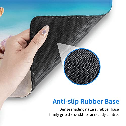 Tropical Seashore Gaming Mouse Pad,Extended Golden Beach Starfish Seashell Keyboard Mouse Desk Mat,Non-Slip Rubber Base Thick Stitched Edges Waterproof Mouse Mat Desk Pad 31.5"X15.7" #TOP4