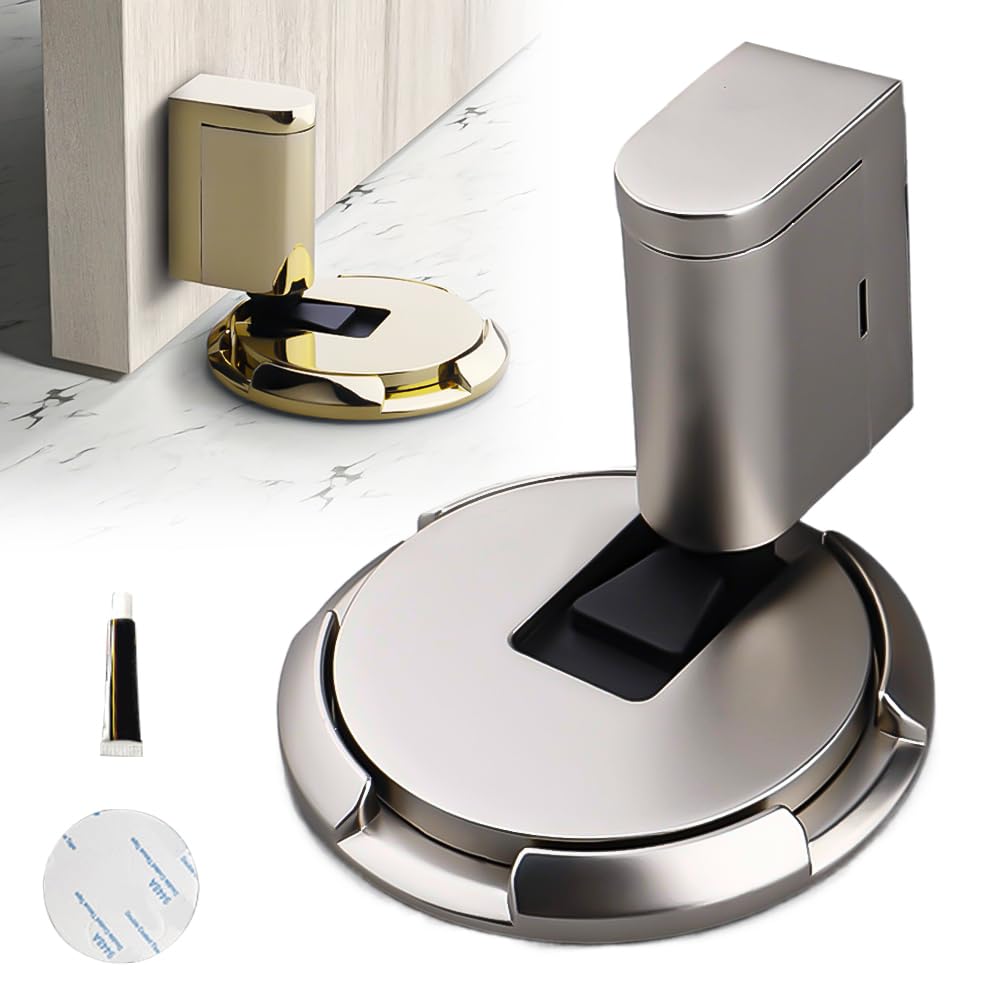 Magnetic Door Stop Door Stoppers, 2025 New Heavy Door Catch Door Wedge Door Stops, Adjustable No Drilling Mechanical Floor Doorstop Magnetic Door Catch with Adhesiv (01#)