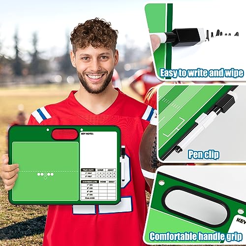 Torlam Magnetic Football Coach Board Dry Erase Football Clipboard for Coach, Whiteboard Clipboard Football Coaching Accessories Training Gear Equipment Kit with 24 Magnets