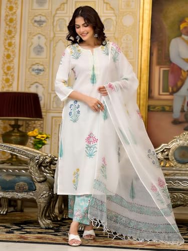 Image of ANNI Designer Women's Rayon Viscose Straight Printed Kurta with Pant & Dupatta Set | Traditional Ethnic Wear for Women | Suitable for Daily, Office & Festive Occasions