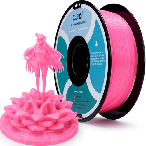 Image of ZIRO Sparkle PLA Filament 1.75mm, Shiny Glitter with Transluent PLA Base, Twinkling 3D Printer Filament, Galaxy Colorful Printing Material, 1kg /2.2lbs Spool, Twinkling Pink