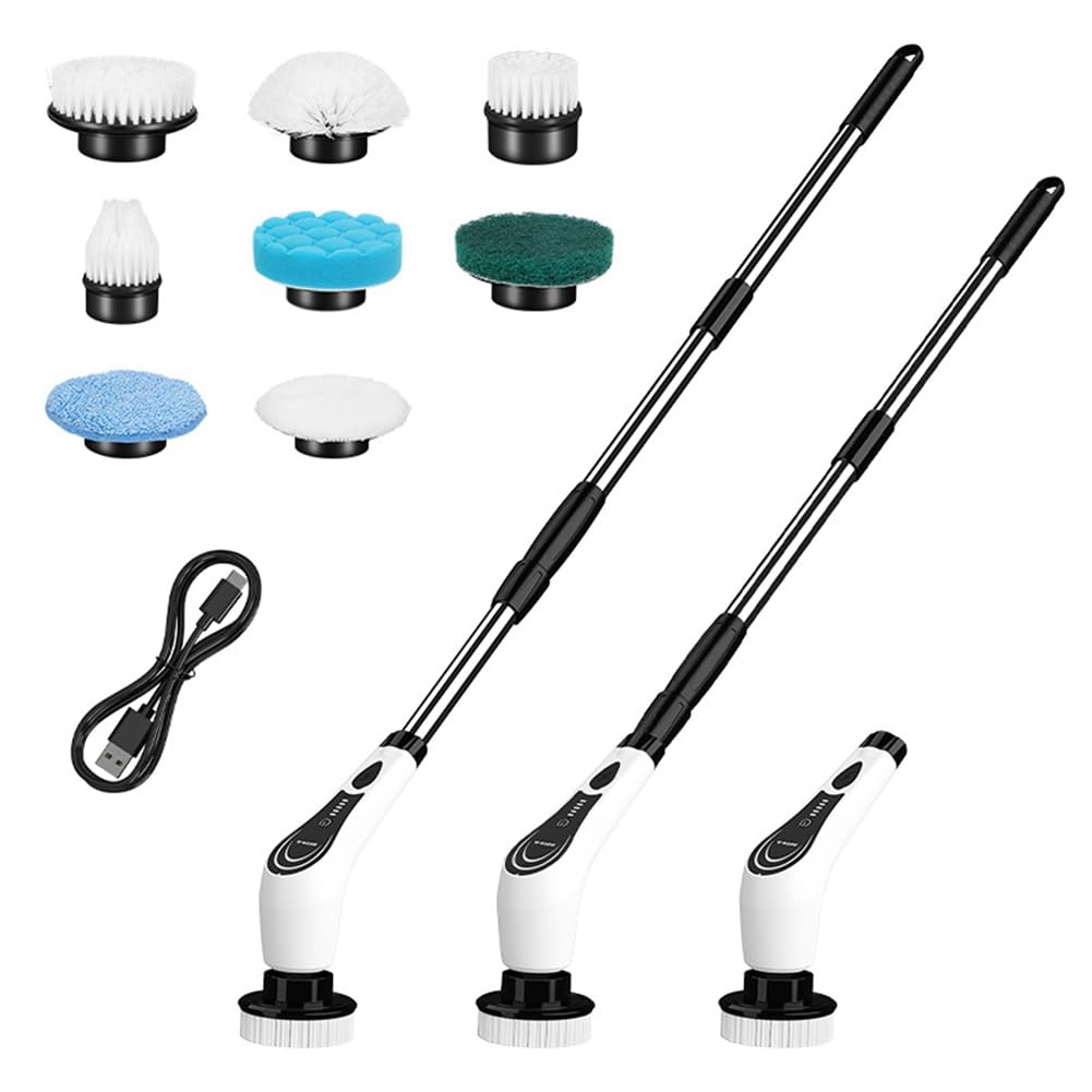 Hndhbfgrt Bathroom Broom Cleaning Brush 7 in 1 Electric Rotate Scrubber Multipurpose Household Kitchen Tool Wall Tile Hair Cleaner