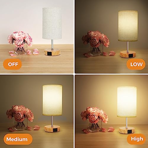 Suright Touch Control Bedside Lamps, 3-Way Dimmable Table Lamp with USB A+C Charging Ports - Image 2