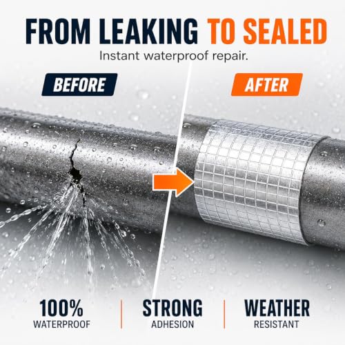 Image of Super Strong Adhesive Waterproof Repair Tape for Roof Leak, Pipe, Water Tank, Window Gap & Crack | Heavy Duty Aluminum Butyl Seal Tape, Permanent Leak Repair (10 CM x 5 Meter)