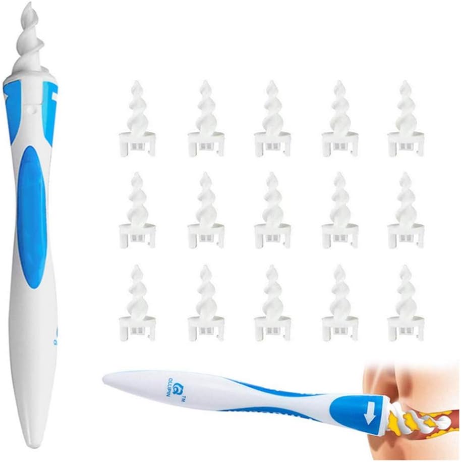 HHORD Ear Wax Remover Swab Kit with 16 Silicone Tips (2 Pieces)