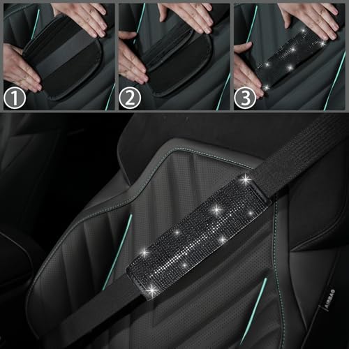 image for NBTEPEM 8 pcs Bling Car Accessories Set for Women, Steering Wheel Cove