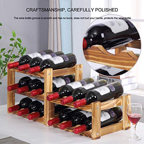 Soporte para botellas de vino de madera de bambú miniatura 4