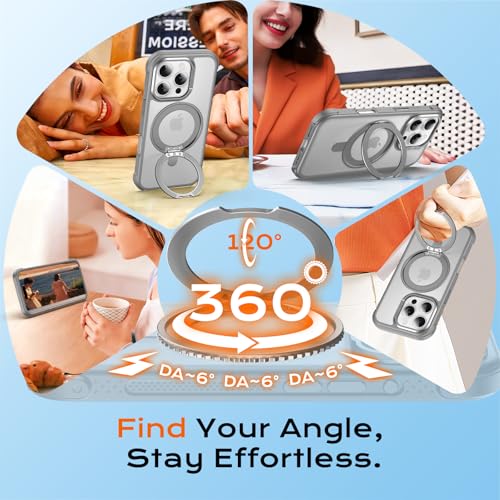 Funda iPhone 16 Pro soporte magnético 360 grados carcasa antigolpes mate gris 2