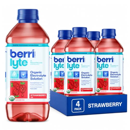 Image of Berri Lyte Organic Electrolyte Drink - Strawberry Flavor - Plant-Based Hydration with Coconut Water, Natural Electrolytes, USDA Organic for Kids & Adults, 1 L, 4-Count