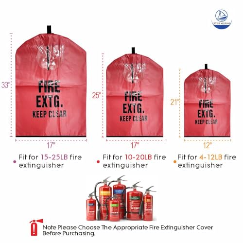 Image of Heavy Duty Fire Extinguisher Cover with Window - Fire Protective Sleeve from Scuffs & Scratches Accessories (12 inch W x 21 inch L(Fit for 4-12LB))