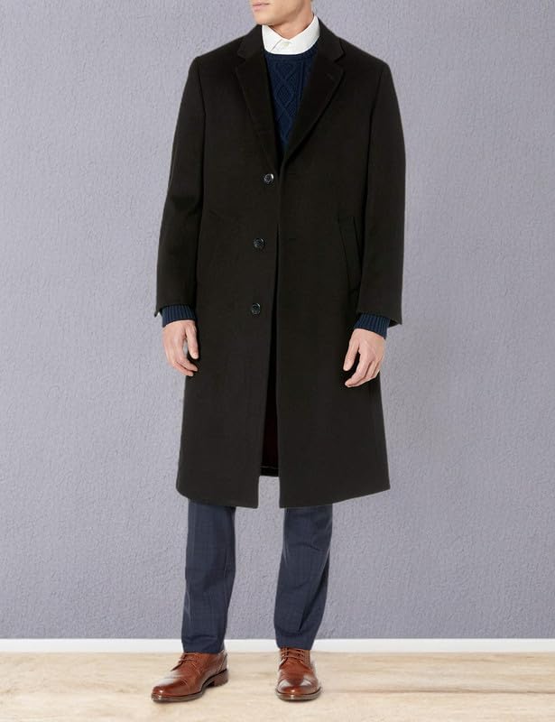 Image of Adam Baker Men's Single Breasted Luxury Wool Full Length Topcoat - Available in Colors