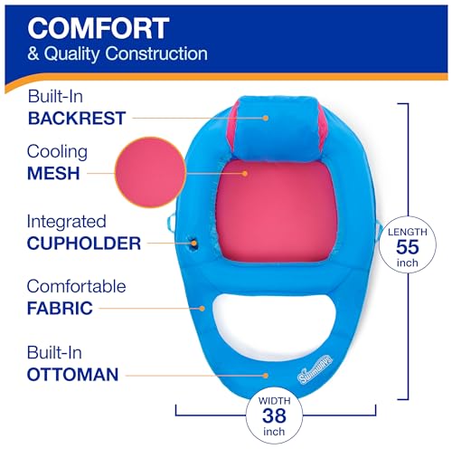 Image of SwimWays Spring Float Recliner, Fast-Inflating Adult Pool Lounger; Ages 15+