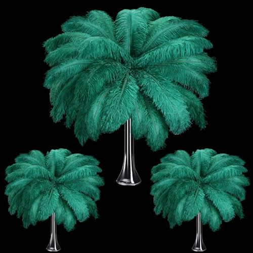 Maitys 90 Pcs Natural Ostrich Feathers Large Plumes,Blackish Green
