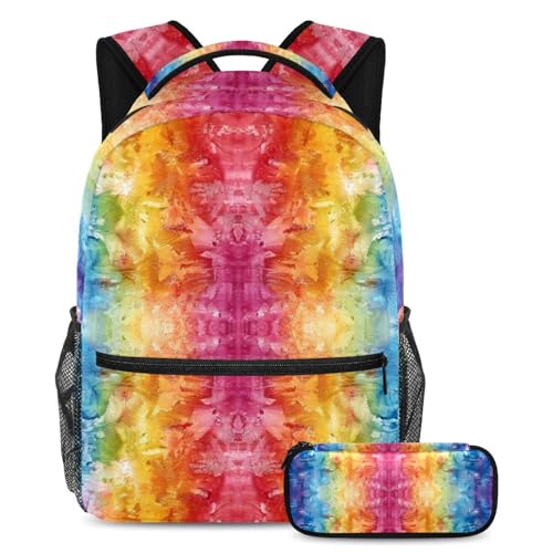 Ensemble cartable pour enfant tie dye arc-en-ciel grand format