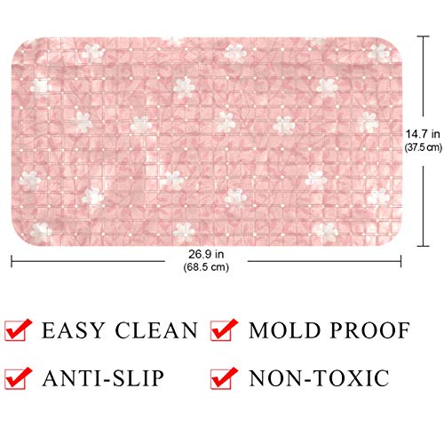 Alfombrilla de ducha Bennigiry rosa para evitar resbalones en la bañera con textura rectangular 5