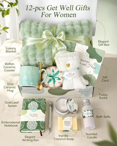 Get Well Soon Gift Baskets - Self Care Gift Basket After Surgery, Hug In a Box with Blanket, Thoughtful Spa Gifts for Women, Get Well Sympathy Relaxation Birthday Thinking of You - Image 2