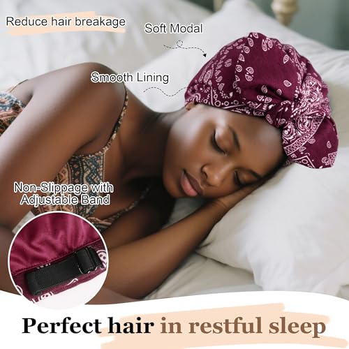 Image of Ababalaya Satin Lined Beanies for Women Chemo Headwear Silky Lined Cotton Sleeping Cap
