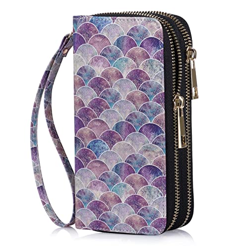 Image of Cellphone Wallet for Women Dual Zipper Long Purse with Removable Wristlet