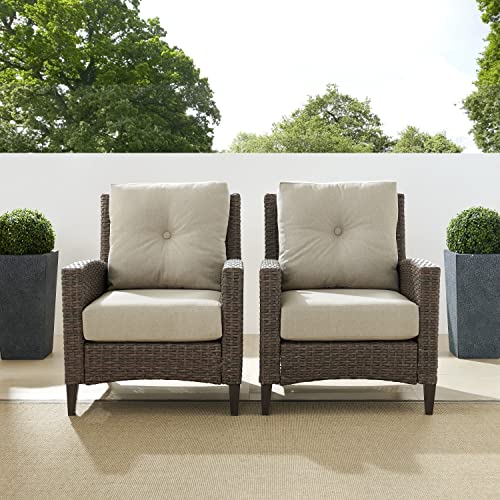 Crosley Furniture Ko70210Lb-Ol Rockport Outdoor Wicker High Back Arm Chair, Set Of 2, Light Brown #TOP6